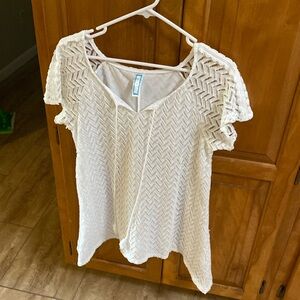 Ashley Blue White Tunic Top, Size Medium